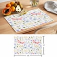 thumbnail image 6 of Botanical Flowers Placemats Set of 12 Spring Pink Dragonfly Pastoral Place Mats Indoor Wipeable Table Mats Washable Cloth Dining Table Placemats for Kitchen Holiday Party Home Decor 13x19 Inch, 6 of 9