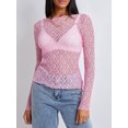 thumbnail image 5 of Cenuakty Women's Summer Sheer Crop Tops Long Sleeve Fitted Short Lace Going Out Tops for Party, 5 of 9