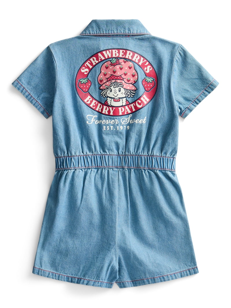 Strawberry Shortcake Toddler Girl Denim Romper with Short Sleeves, Sizes  12M-5T - Walmart.com