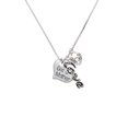thumbnail image 2 of Delight Jewelry Silvertone Large ''Godmother'' Heart with Clear Crystal - Love and Lock Charm Necklace, 18"+1", 2 of 4
