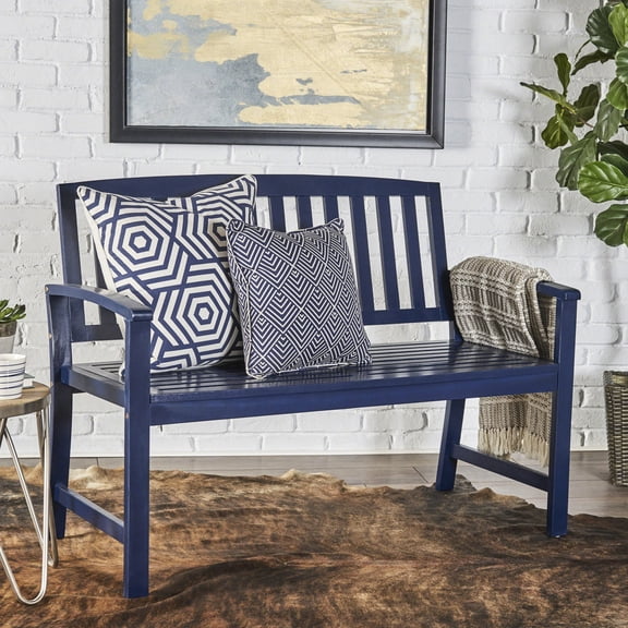 Wood Bench In Appealing Navy Blue For Indoor And Outdoor Charming Diverse