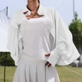 thumbnail image 5 of Womens Summer SPF Long Sleeve Cover Ups Cooling Shawl Neck Arm Sleeves UV Protection Cape Cloak Shrug with Thumb Hole White Free Size, 5 of 6