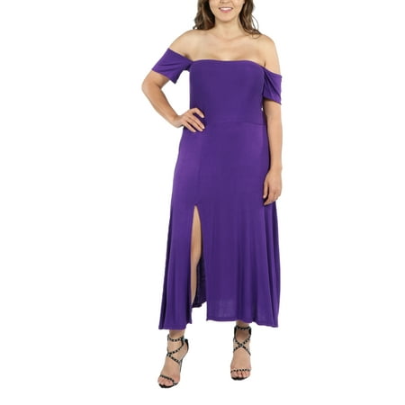 - Star Sweep Off Shoulder Plus Size Dress