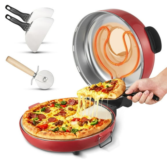 VEVOR Pizza Oven, 14 in Electric Pizza Maker, 1600W Electric Pizzas Cooker with Cordierite Stone, 5-Mode Temperature Control, Viewing Window for Precise Cooking, Heats up to 698 ˚F, for Home Kitchen