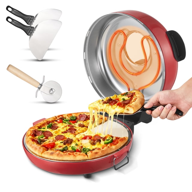 VEVOR Pizza Oven, 14 in Electric Pizza Maker, 1600W Electric Pizzas Cooker with Cordierite Stone, 5-Mode Temperature Control, Viewing Window for Precise Cooking, Heats up to 698 ˚F