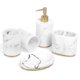 thumbnail image 1 of Juego de accesorios de baño Haturi Marble Look, 5 piezas, tinta blanca, 1 of 7