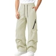 thumbnail image 3 of Dvprdro Wide Leg Sweatpants for Men Elastic Waist Drawstring Casual Athletic Sweat Pants Loose Fit Stretch Trousers Fashion Workout Joggers with Zipper Pocket, 3 of 7