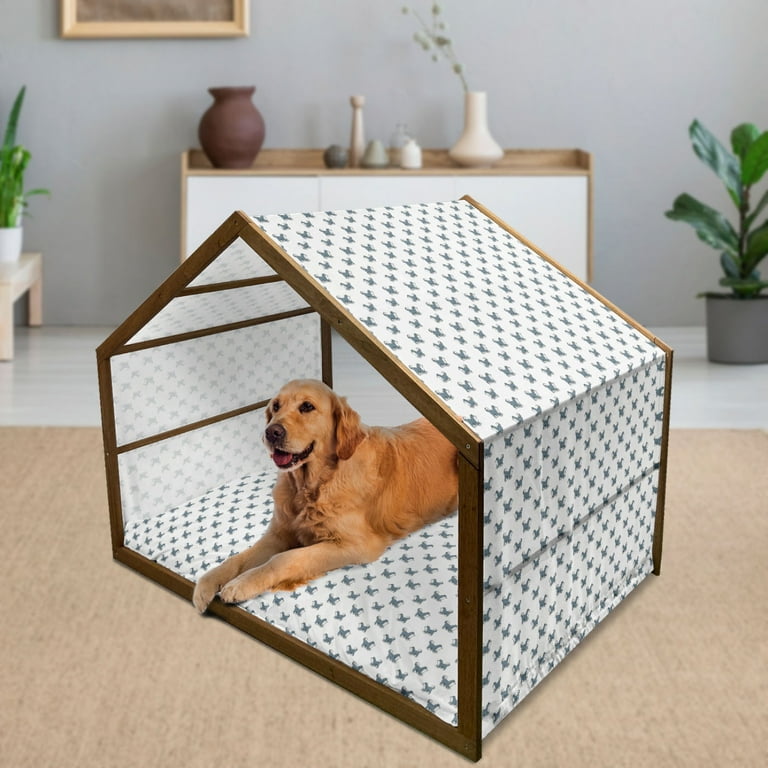 Dog Pet House Husky Puppy Siberian Energetic Pet Alaskan Origin Sketch Style Cartoon Cold Outdoor Indoor Portable Dog Kennel with Pillow and