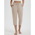 thumbnail image 2 of BALEAF Womens Yoga Capri Pants with Zipper Pockets Summer Drawstring Capris Joggers Lounge Crop 19" Beige 3XL, 2 of 7
