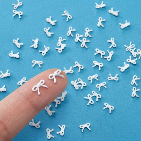 Lsupdaol 200 Pcs Mini Bows for Crafts Bow Decorations for Party Resin 0.2 Inch White Pink Embellishments Small Coquette Birthday Party Ornaments for DIY Bridal Baby Shower Wedding Favors(White)