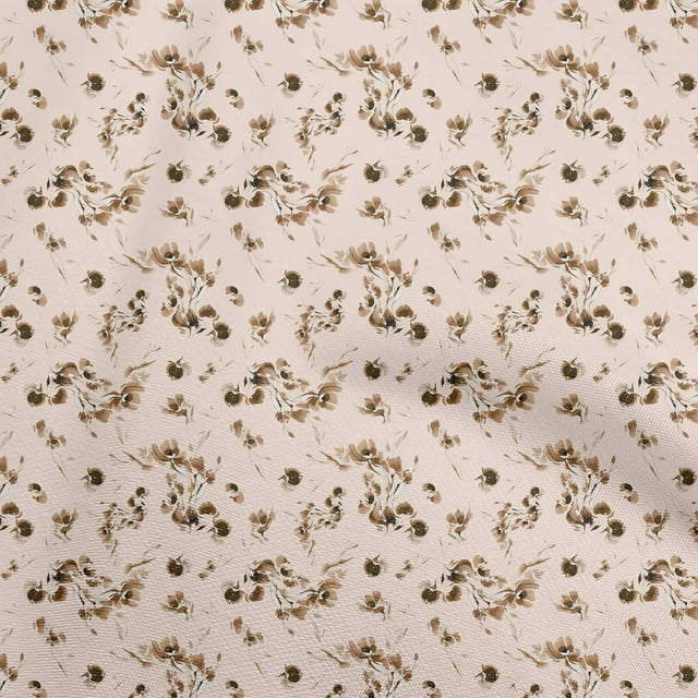 oneOone Rayon Light Brown Fabric Abstract Floral Craft Projects Decor Fabric Printed By The Yard 56 Inch Wide