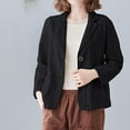 thumbnail image 5 of POIUYTR Blazer for Women Cotton Linen Long Sleeve Notch Lapel Suit Jackets Loose Casual Lightweight Breathable Casual Work Office Blazer Jacket, 5 of 5