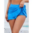 thumbnail image 2 of Charmo Women's Swim Skirt with Built-in Briefs Ruched Layered Ruffled Swim Bottoms, 2 of 6