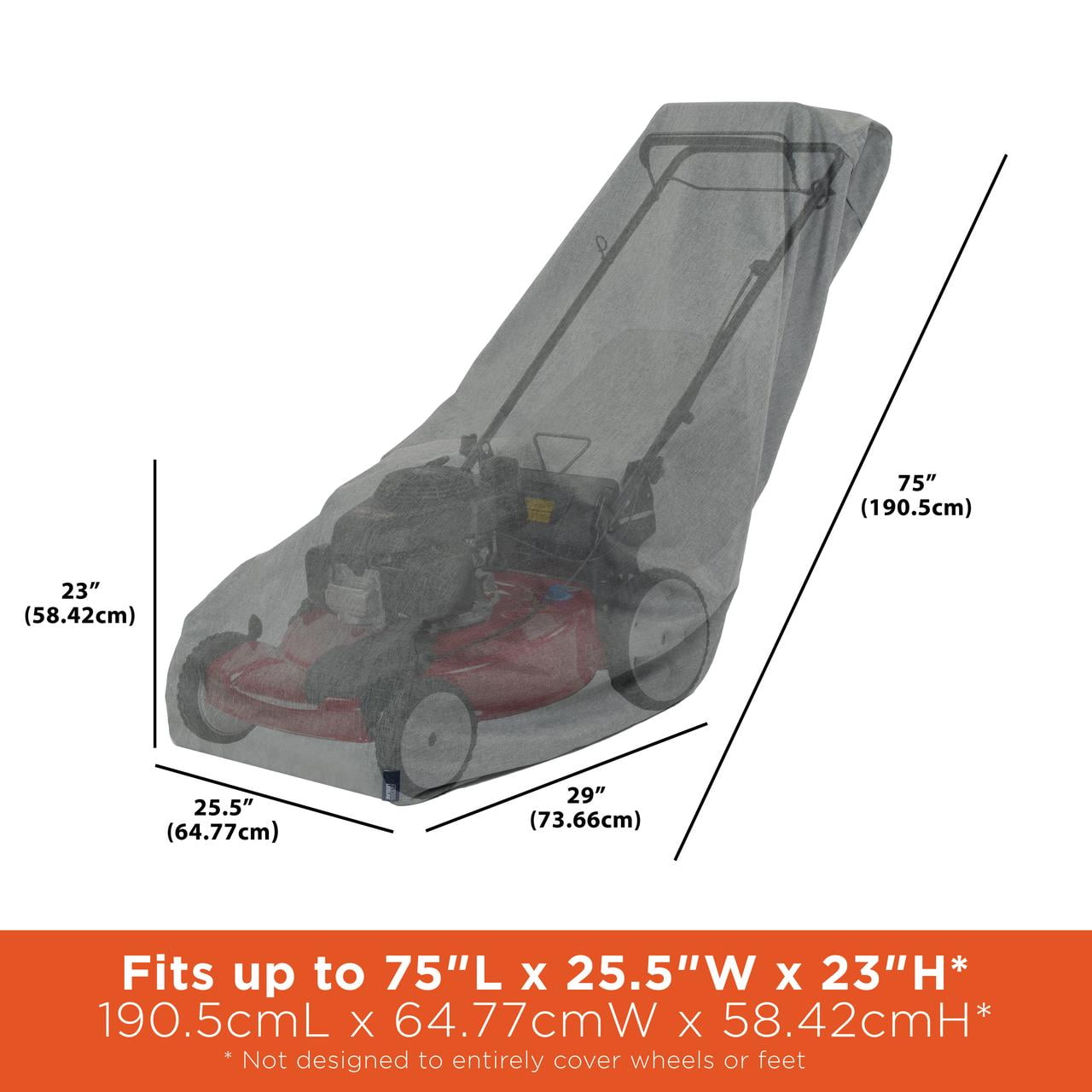Modern Leisure Garrison Waterproof Push Lawnmower Cover, 75"L x 25.5"W x 23"H, Gray