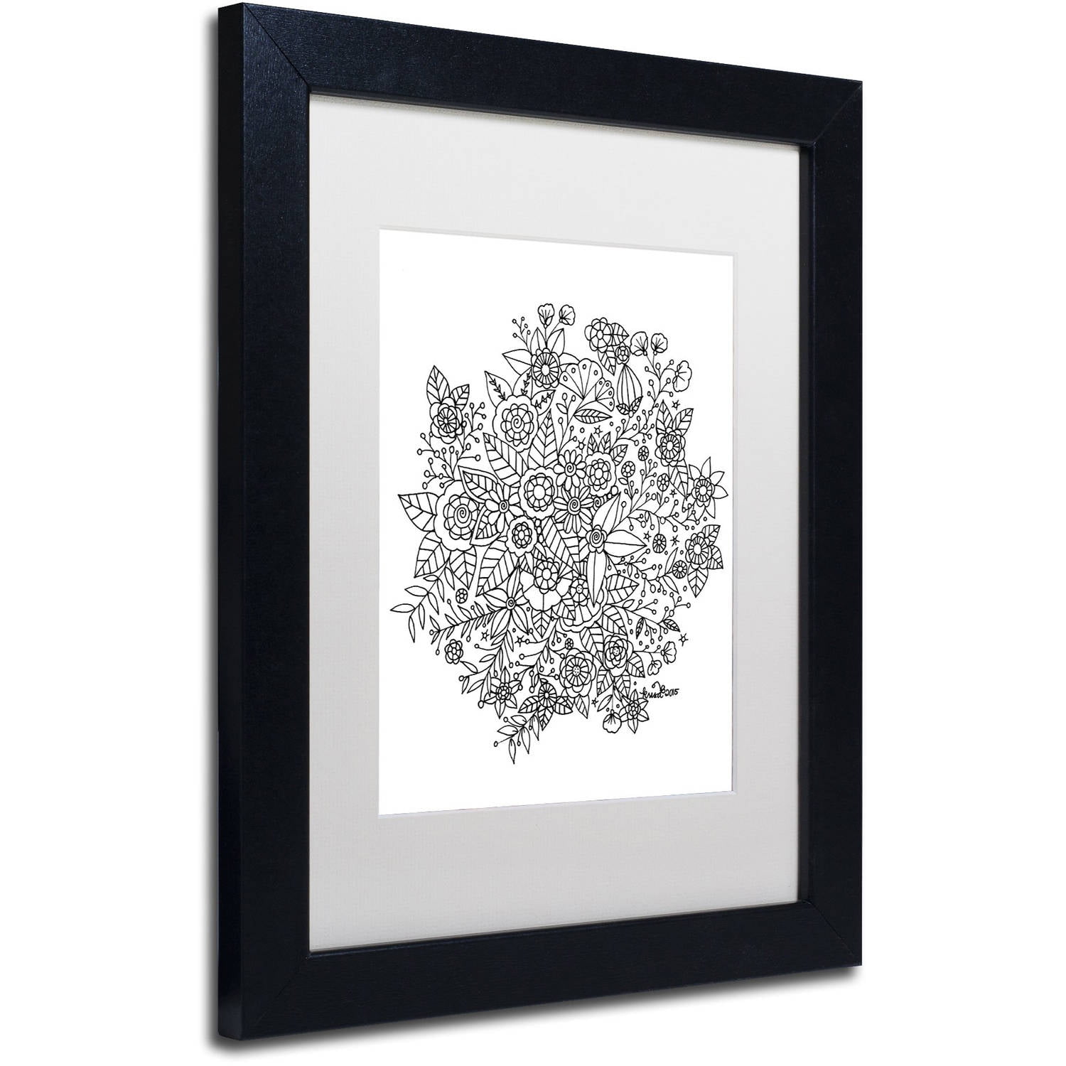 Trademark Fine Art "Sample" Canvas Art by KCDoodleArt White Matte, Black Frame