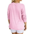 thumbnail image 4 of Women Waffle Batwing Long Sleeve V Neck Knit Basic Plain Shirt, 4 of 6