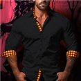 thumbnail image 1 of Camisa de solapa de moda 2024 Camisa a cuadros a rayas azul verde Tótem de tigre Patrón HD blanco y negro Cuello roto cubano Moda popular, 1 of 6