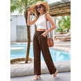 thumbnail image 4 of Women'S Wide Leg Dress Pants High Waisted Trousers Business Casual Slacks Button Palazzo Pant Brown M, 4 of 8