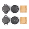 thumbnail image 5 of HAWOK Cast Iron Mini Round Cocotte Set, Mini Dutch Ovens with Lids and Bamboo Trays, 667ml/22.57oz/2.82cups, Set of 2, Black, 5 of 5