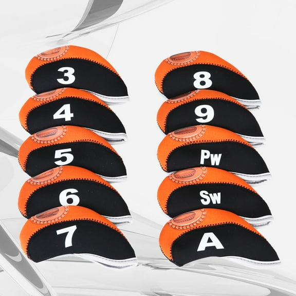 GOOHOCHY 10 PCS Golf Iron Sets Golf Club Covers 14.00X6.50X1.00CM Orange