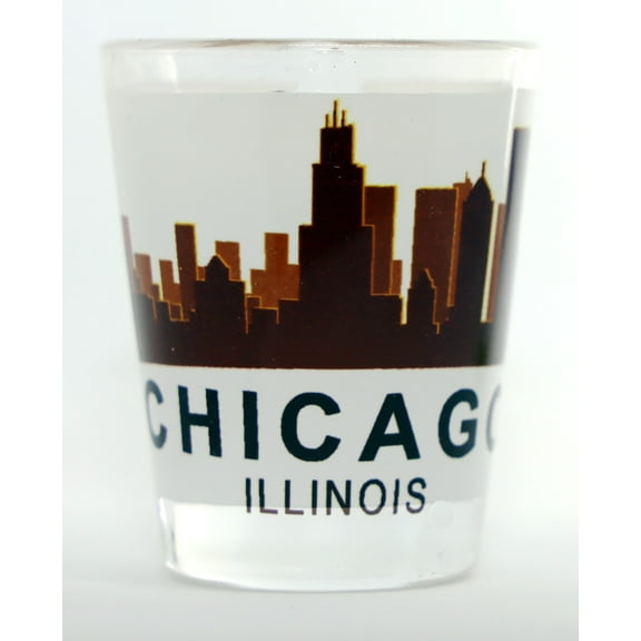 Chicago Illinois Sunset Skyline Classic Design shot glass