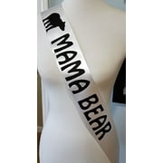 Mama Bear Baby Shower Sash for Mom to Be White & Black with Adjustable Safety Pin