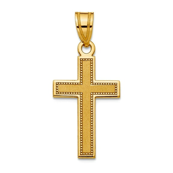 13mm 10k Solid Yellow Gold Small Satin Religious Faith Cross Pendant Necklace Pendant for Women