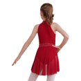 thumbnail image 4 of Aiihoo Girls Shiny Lyrical Dance Dress Sleeveless Halter Neck Leotard Wrap Skirt Modern Jazz Ballet Dress Burgundy 14, 4 of 7