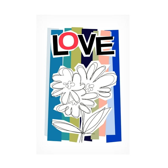 Trademark Fine Art Frances Collett Scribble Flower Blue Canvas Wall Art