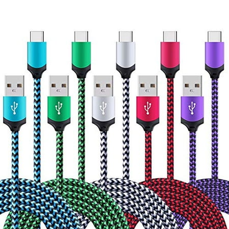 USB Type C Cable, 5 Pack 6ft FiveBox Fast USB Type C Phone Charger Cord for Samsung Galaxy S20 S10 S10+ S9 S8 Plus Note 10 9 8, LG V20 G5 G6 V30, HTC, Huawei, Google Pixel 3a XL, Moto X4, Nexus 6P 5X