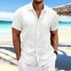 thumbnail image 1 of Playeras Elvqul para Hombre Playa Blanco Polo Manga Corta Liso Solapa Abotonada, 1 of 6