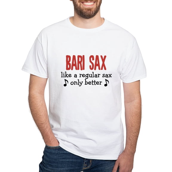 CafePress - Bari Sax White T Shirt - Men's White Classic Cotton T-Shirts