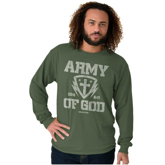 Religious Christian Army of God Men's Long Sleeve Tee T Shirt Brisco Brands S
