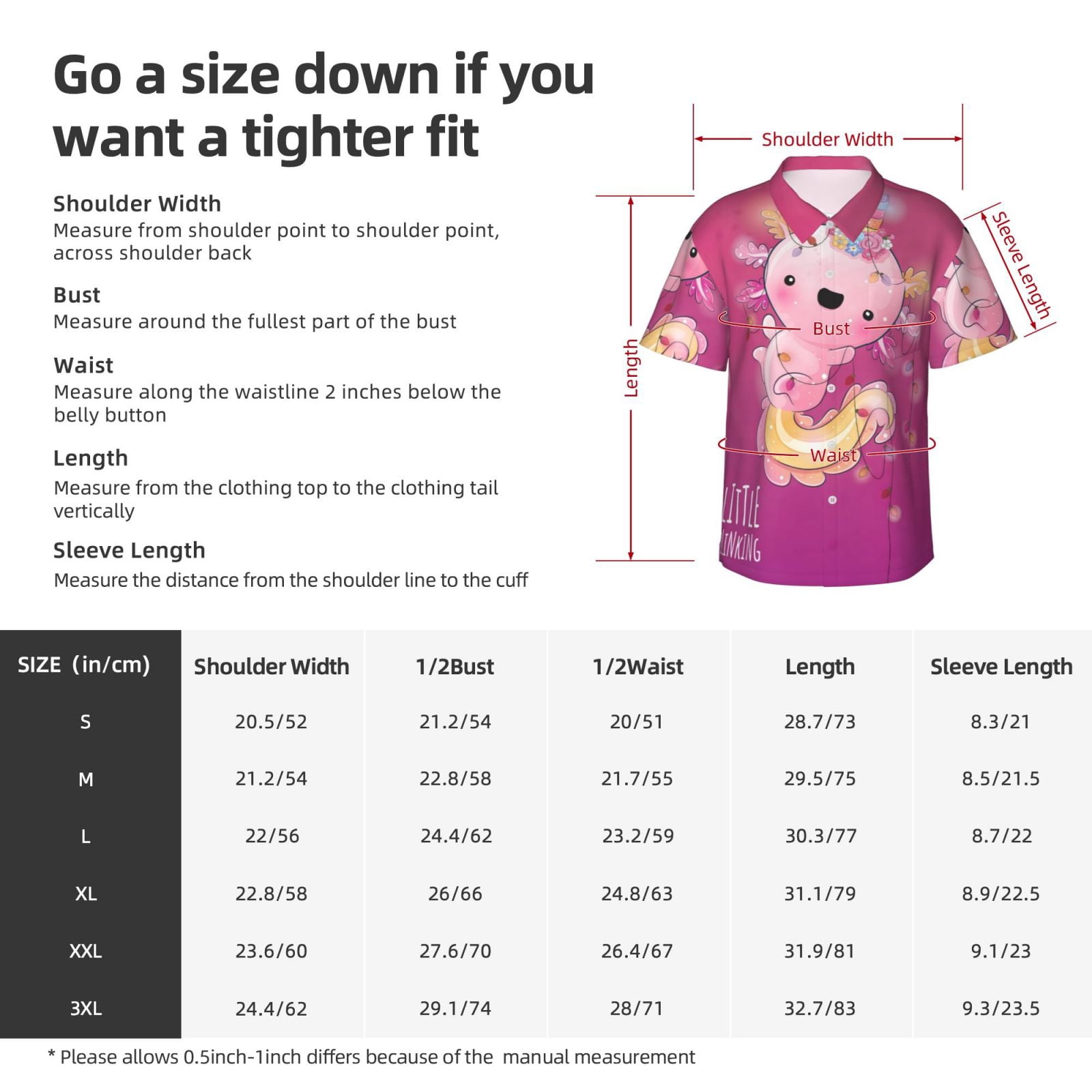 Logiee Cute Pink Axolotl A Print Mens Hawaiian Shirts,Loose-Fit Short Sleeve Button Down Tropical Aloha Beach Shirt,Summer Vacation Wedding Tops,Medium