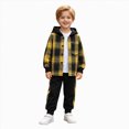 thumbnail image 2 of Xyant Toddler Boy Clothes Fall Winter Outfits 2-7 Years Little Boys Plaid Hooded Button Top & Sweatpants Set 2Pcs, 2 of 7