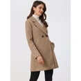 thumbnail image 3 of Abrigos de invierno raglán cruzados con solapa con muesca para mujer Caqui Oscuro XL, 3 of 6