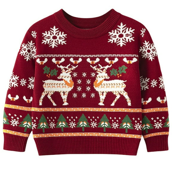 URMAGIC Long Sleeve Christmas Elk Sweater Xmas Knit Tops for Toddler Little Girl Boy