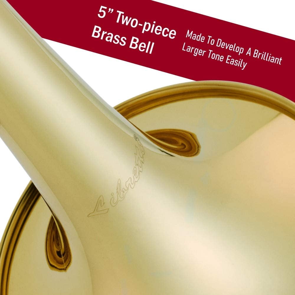 Libretto Gold Lacquer Bb Trumpet Set, Rose Brass Leadpipe, for Beginner and Intermediate, Trumpet Cleaning Kit Included