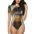 thumbnail image 1 of Balery Cat In Sun Hat Body de cuello redondo de manga corta para mujer Tops de manga corta Tops básicos-Small, 1 of 7