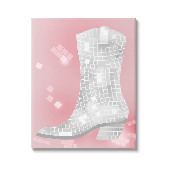 Stupell Industries Pink Disco Pattern Cowboy Boot Beauty & Fashion Painting Gallery Wrapped Canvas Print Wall Art