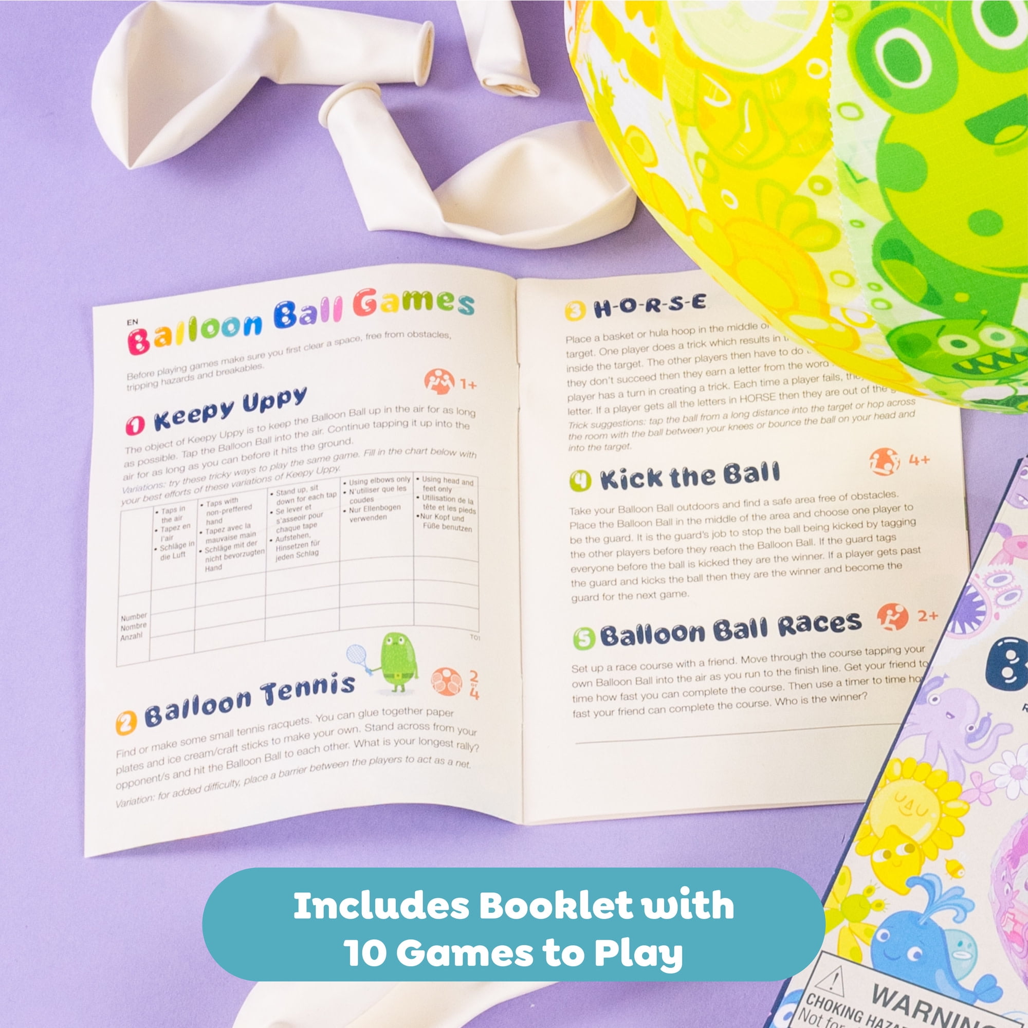 Tiger Tribe Balloon Ball - Compact, Travel-Friendly Fun with Fabric Cover & Balloons | Learning & Play for Kids | 10 Game Ideas Included
