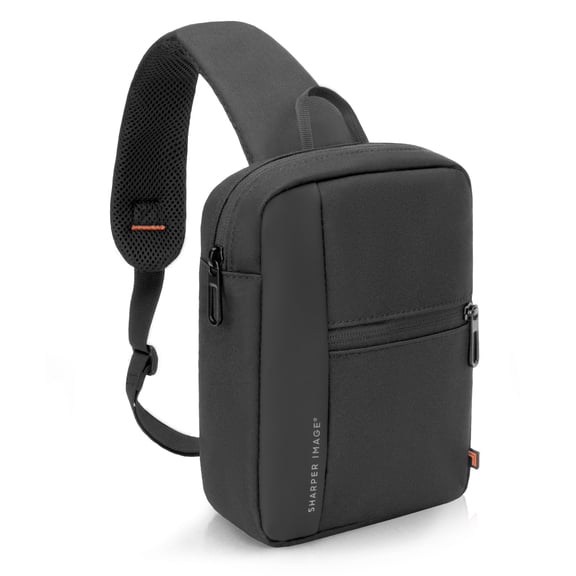 Sharper Image Signature Crossbody Bag, Water Resistant Sling Backpack, Daypack Shoulder / Chest Bag for Travel, Hiking, Outdoor, Black