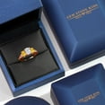 thumbnail image 5 of Gem Stone King 18K Rose Gold Plated Silver White Topaz and Yellow Citrine Filigree Style 3 Stone Ring for Women (2.40 Cttw, Oval 8X6MM and 6X4MM) (Size 5), 5 of 6