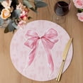 thumbnail image 3 of Pink Bow Round 13 Inch Placemats Set of 2, Cute Watercolor Girls Cartoon Luxury HeatResistant Non Slip Place Mats for Dining Table, Wipeable Braided Kitchen Table Mats for Housewarming, 3 of 9