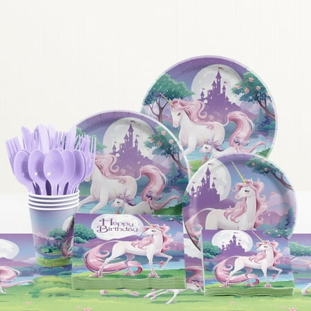 Unicorn Fantasy Birthday Party Supplies Kit for 8 Guests