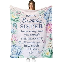 Birthday Gifts for Sister from Brother Sister, Sister Birthday Gifts Ideas, Sister Birthday Gifts from Sister, Happy Birthday Sister Gifts Throw Blanket 60" X 50", Sister Presents for Birthday