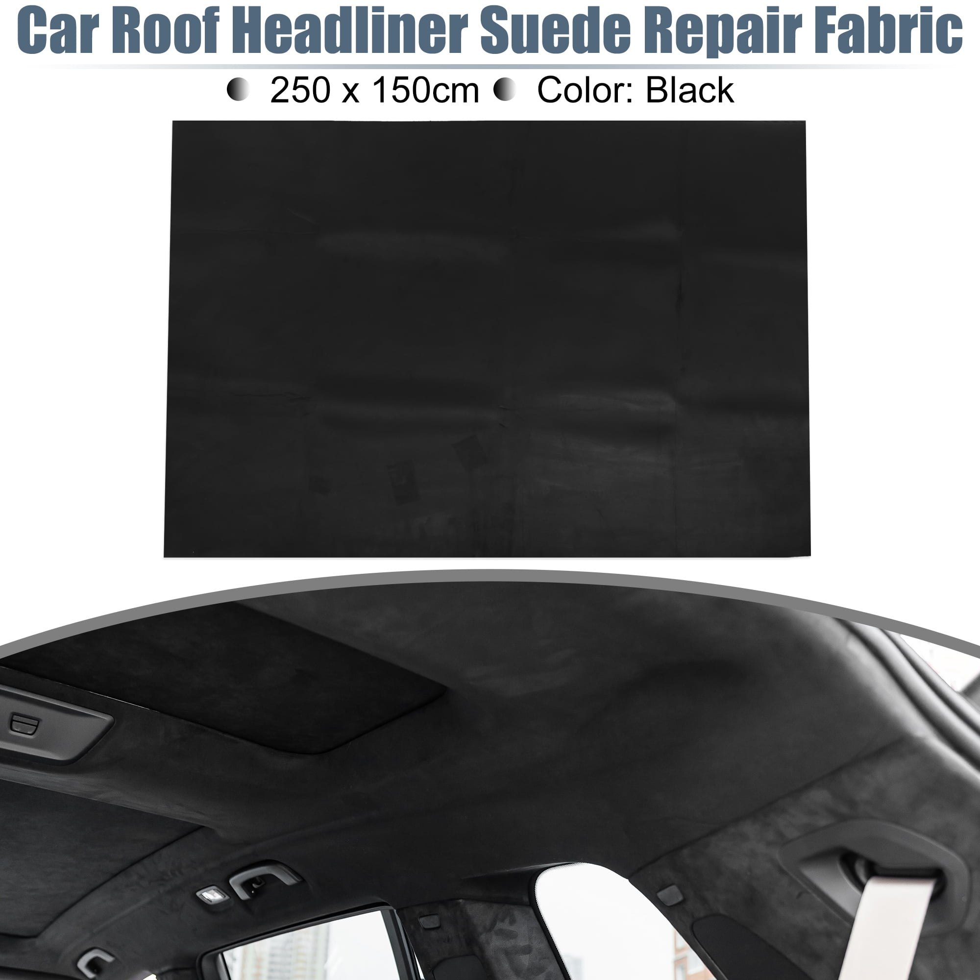 Black Suede Headliner Fabrics Foam Backed 98x60 Car Ceiling Replace  Material