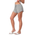 thumbnail image 4 of INSPIRE CHIC Womens Shorts Scalloped Hem Elastic Waist Adjustable Drawstring Ruffle Soft Cozy Sleepwear M Grey, 4 of 6