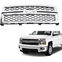 SHZAITOR Chrome Front Bumper Upper Honeycomb Grille Replacement for Silverado 1500 2014 2015