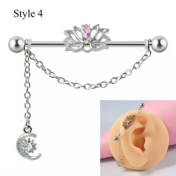 GKNET Industrial Scaffold Bar Earrings Straight Barbell Earring Bars Ear Piercing-style 4